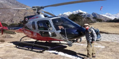 Flying helicopter to Everest Base Camp